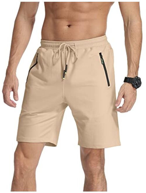 MLANM Men's Shorts Casual Fit Drawstring Summer Beach Shorts with Elastic Waist and Zipper Pockets