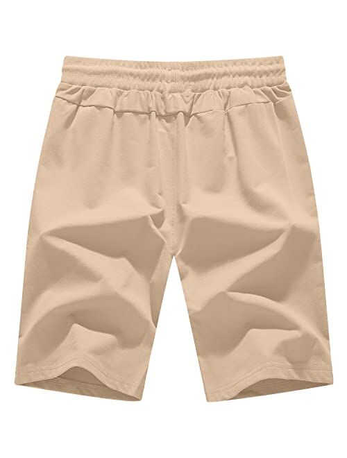 MLANM Men's Shorts Casual Fit Drawstring Summer Beach Shorts with Elastic Waist and Zipper Pockets