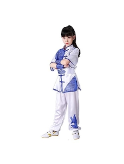 Generic Kung Fu Suit Uniform for Kids, Tai Chi Uniform with Belt for Martial Arts Training, Performance Wear for Boys and Girls