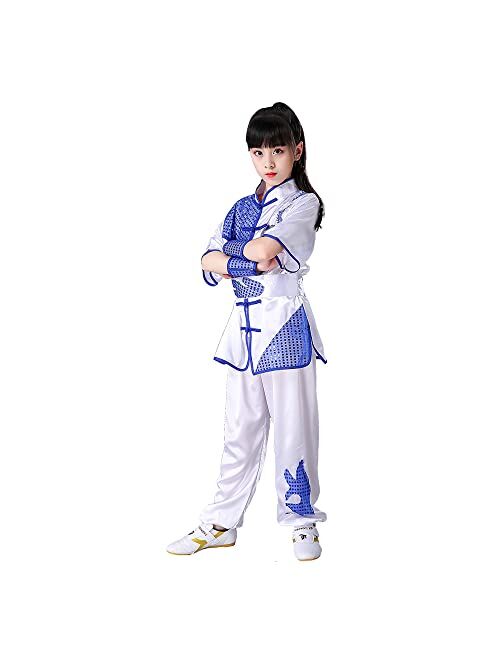 Generic Kung Fu Suit Uniform for Kids, Tai Chi Uniform with Belt for Martial Arts Training, Performance Wear for Boys and Girls