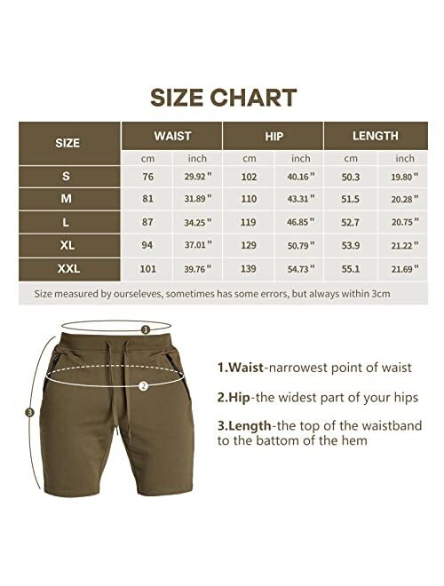 Aimeilgot Men's Cotton Casual Classic Fit Shorts with Elastic Waist Zipper Pockets