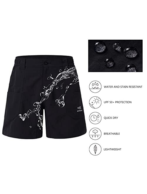 BASSDASH Men's 6" Fishing Shorts UPF 50+ Water Resistant Quick Dry Hiking Cargo Shorts with Multi Pocket FP03M