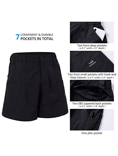 BASSDASH Men's 6" Fishing Shorts UPF 50+ Water Resistant Quick Dry Hiking Cargo Shorts with Multi Pocket FP03M