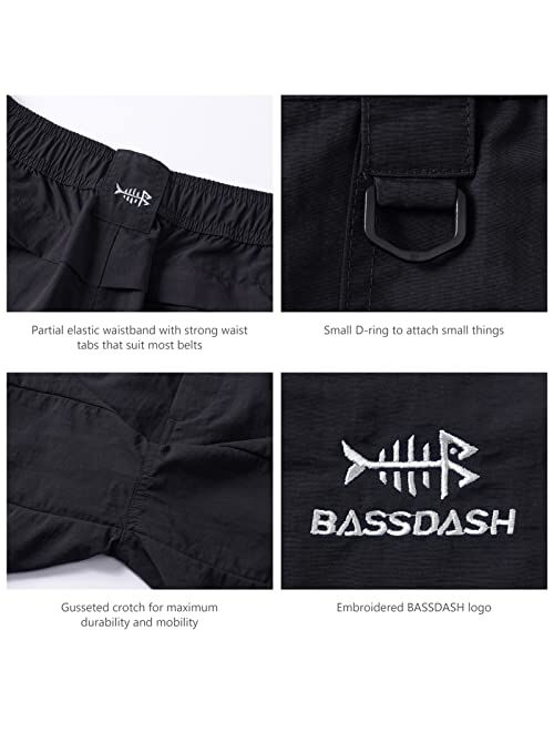 BASSDASH Men's 6" Fishing Shorts UPF 50+ Water Resistant Quick Dry Hiking Cargo Shorts with Multi Pocket FP03M