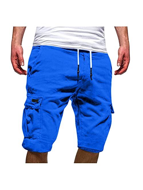 Hoyomi Cargo Short for Men,Classic Fit Half Quick Dry Athletic Multi-Pocket Mens Shorts 2022 Hiking Outdoor Shorts for Men