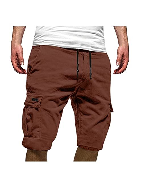 Hoyomi Cargo Short for Men,Classic Fit Half Quick Dry Athletic Multi-Pocket Mens Shorts 2022 Hiking Outdoor Shorts for Men