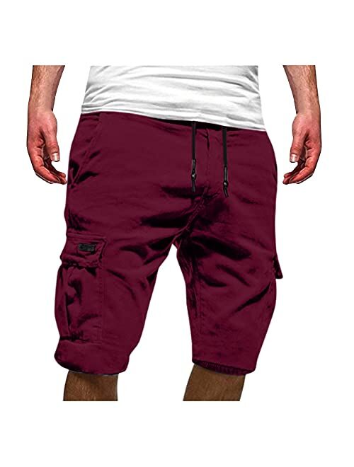 Hoyomi Cargo Short for Men,Classic Fit Half Quick Dry Athletic Multi-Pocket Mens Shorts 2022 Hiking Outdoor Shorts for Men