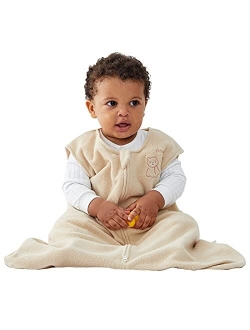Duomiaomiao Unisex Baby Sleep Sack TOG 1.0, Micro-Fleece All Season Baby Sleeping Bag with Inverted Zipper, Plush Sleeveless Baby Wearable Blanket for Toddler Baby Girls