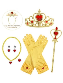 HenzWorld Princess Costume Dress Up Christmas Accessories Jewelry Gloves Wand Tiara Pretend Cosplay Party Gifts