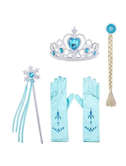 HenzWorld Princess Costume Dress Up Christmas Accessories Jewelry Gloves Wand Tiara Pretend Cosplay Party Gifts