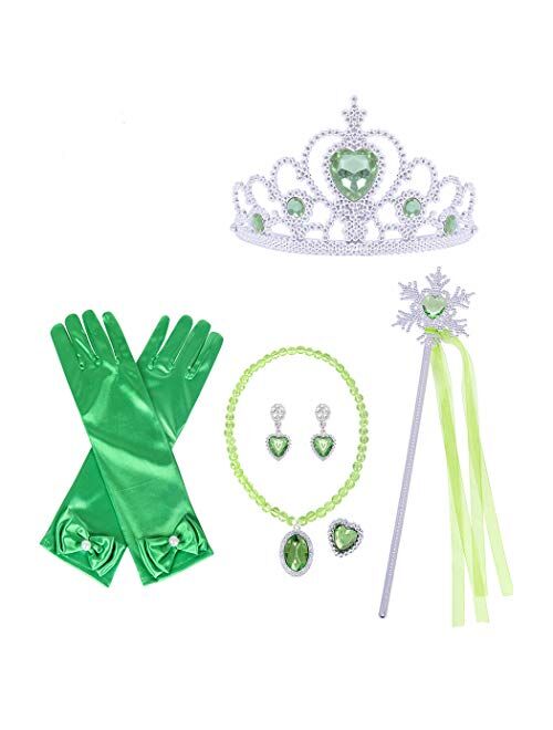 HenzWorld Princess Costume Dress Up Christmas Accessories Jewelry Gloves Wand Tiara Pretend Cosplay Party Gifts