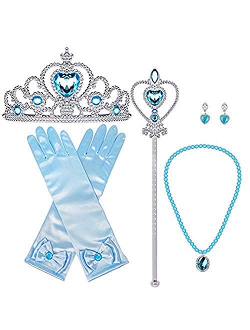 Orgrimmar Princess Dress Up Accessories Gloves Tiara Crown Wand Necklaces Presents for Kids Girls