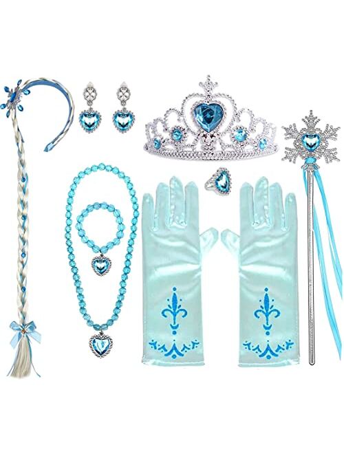 Yosbabe Princess Elsa Dress up Party Accessories Princess Jewelry Dress up Play Toy Set for Girls