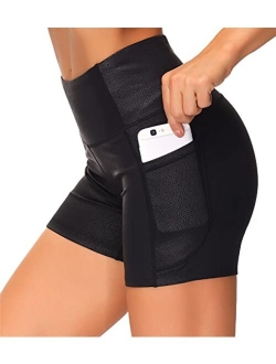 High Waist Yoga Shorts for Women'sTummy Control Fitness Athletic Workout Running Shorts with Deep Pockets