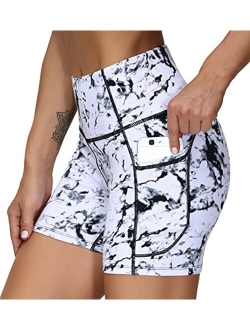 High Waist Yoga Shorts for Women'sTummy Control Fitness Athletic Workout Running Shorts with Deep Pockets