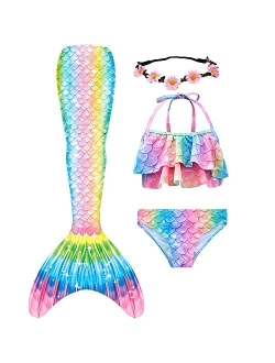 GALLDEALS Mermaid for Swimming Girls Swimsuit Princess Bikini Set Bathing Suit Swimmable Costume (No Monofin)