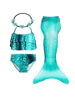 GALLDEALS Mermaid for Swimming Girls Swimsuit Princess Bikini Set Bathing Suit Swimmable Costume (No Monofin)