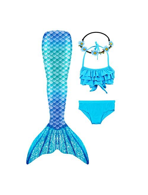 GALLDEALS Mermaid for Swimming Girls Swimsuit Princess Bikini Set Bathing Suit Swimmable Costume (No Monofin)