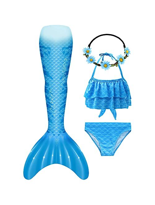 GALLDEALS Mermaid for Swimming Girls Swimsuit Princess Bikini Set Bathing Suit Swimmable Costume (No Monofin)