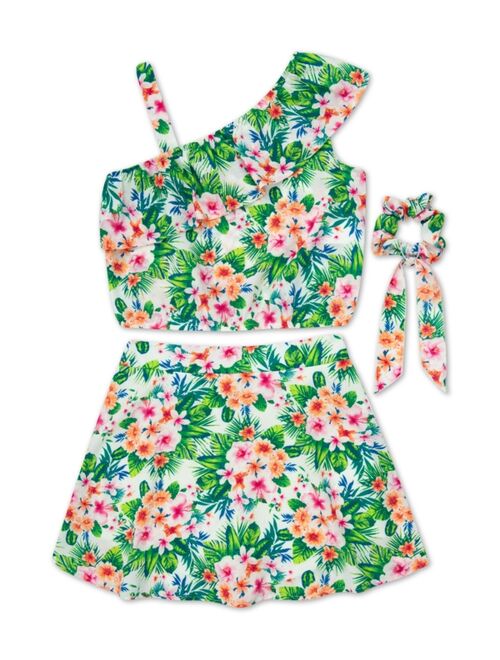 Speechless Big Girls Tropical One Shoulder Scooter, 3 Piece Set