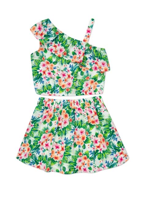 Speechless Big Girls Tropical One Shoulder Scooter, 3 Piece Set