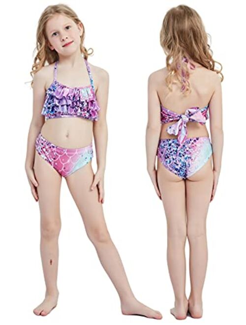 Zentaifan Mermaid Tails for Swimming for Girls with Monofin 6Pcs Bikini Set for Little Girls 3-12Y