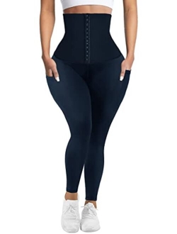 YOFIT Super High Waist Corset Leggings for Women Body Shaping Waist Cincher Sports Leggings with Waist Trainer Attached