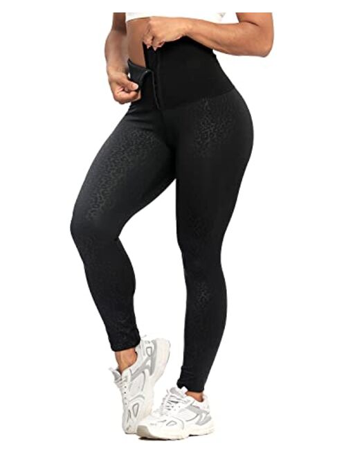 YOFIT Super High Waist Corset Leggings for Women Body Shaping Waist Cincher Sports Leggings with Waist Trainer Attached