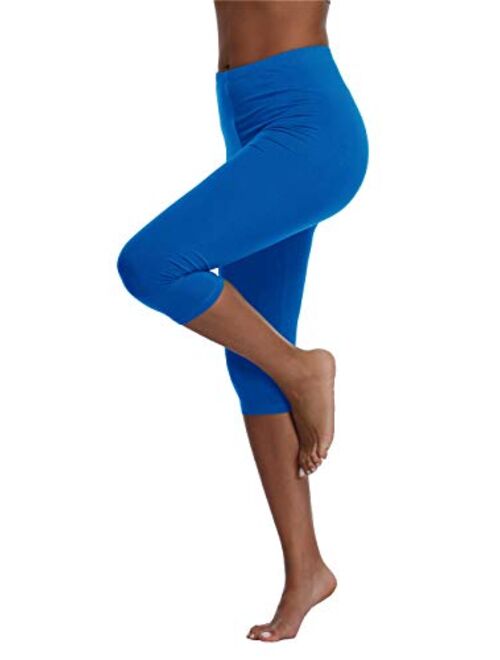 Kotii Women's Lightweight Soft Capri Leggings Crop Leggings 3/4 Stretch Yoga Pants