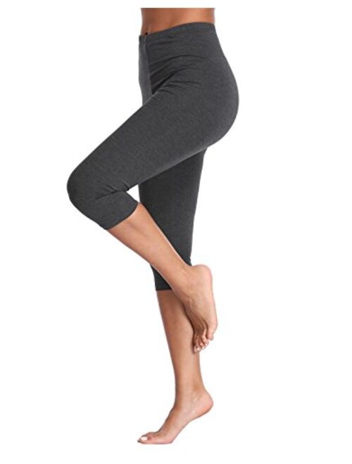 Kotii Women's Lightweight Soft Capri Leggings Crop Leggings 3/4 Stretch Yoga Pants