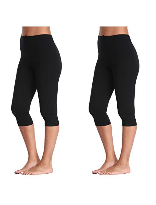 Kotii Women's Lightweight Soft Capri Leggings Crop Leggings 3/4 Stretch Yoga Pants