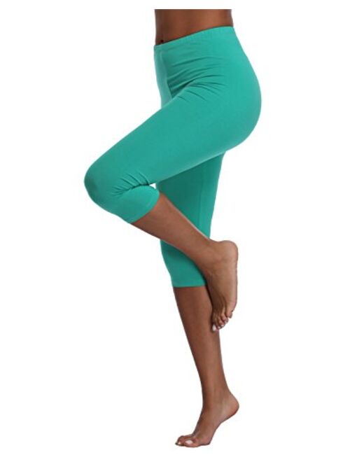 Kotii Women's Lightweight Soft Capri Leggings Crop Leggings 3/4 Stretch Yoga Pants