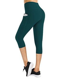 Fengbay High Waist Yoga Pants with Pockets, Capri Leggings for Women Tummy Control Running 4 Way Stretch Workout Leggings