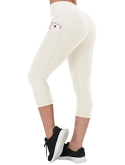 Fengbay High Waist Yoga Pants with Pockets, Capri Leggings for Women Tummy Control Running 4 Way Stretch Workout Leggings