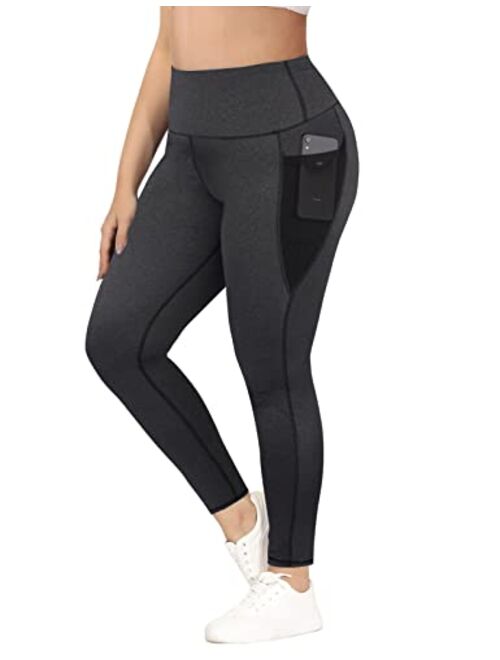 Hi Clasmix Plus Size Leggings for Women 1X-4X-High Waisted Tummy Control Workout Super Soft Black Leggings Yoga Pants