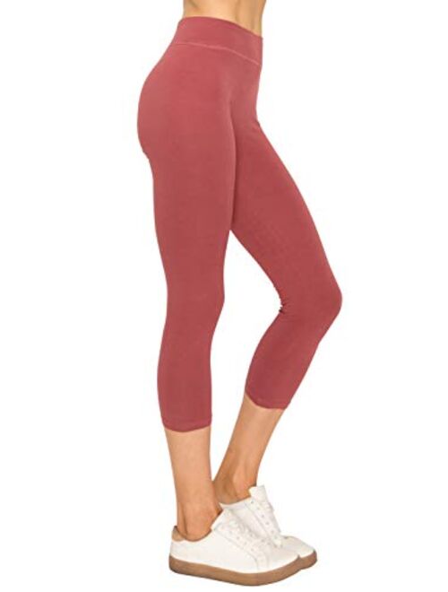 EttelLut Cotton Spandex Basic Leggings Pants-Jersey Full/Capri Regular/Plus Size