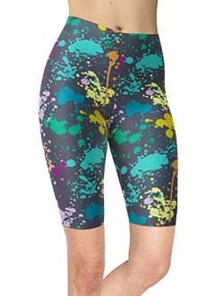 sissycos Women's Artistic Splash Printed Biker Shorts Buttery Soft Workout Leggings