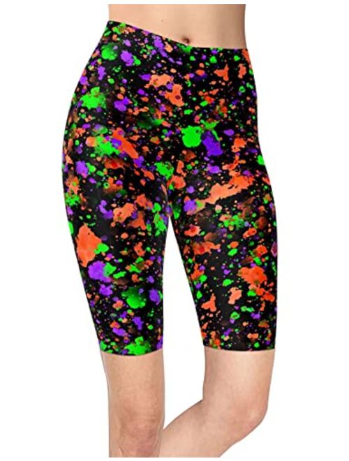 sissycos Women's Artistic Splash Printed Biker Shorts Buttery Soft Workout Leggings