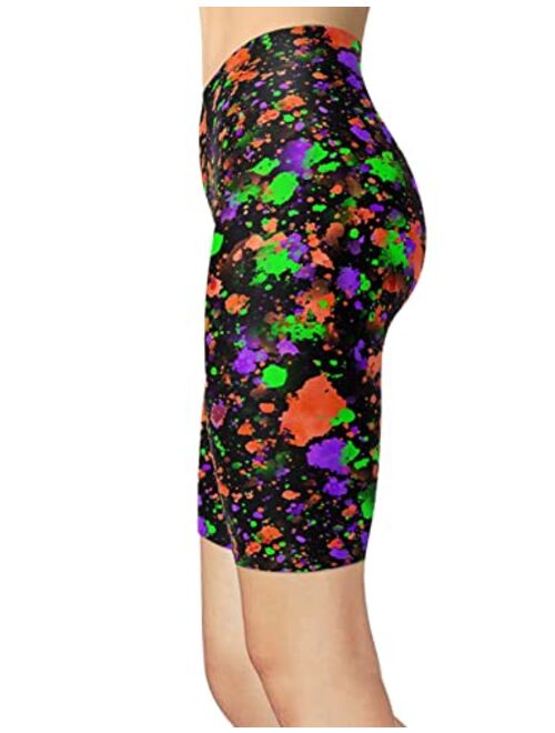 sissycos Women's Artistic Splash Printed Biker Shorts Buttery Soft Workout Leggings