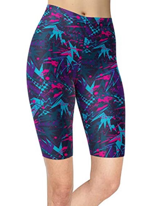 sissycos Women's Artistic Splash Printed Biker Shorts Buttery Soft Workout Leggings