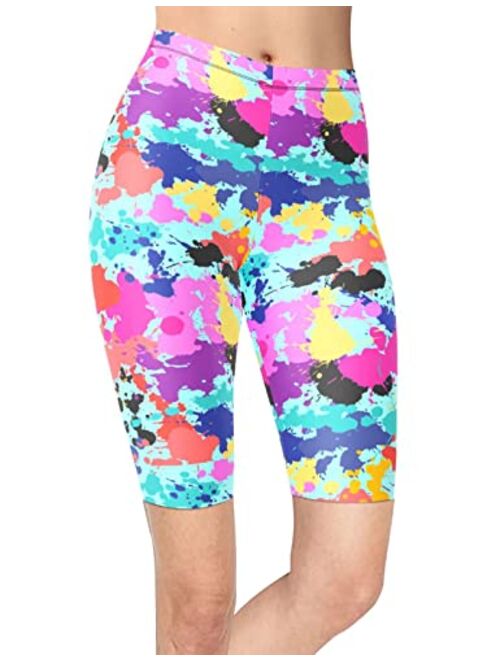 sissycos Women's Artistic Splash Printed Biker Shorts Buttery Soft Workout Leggings