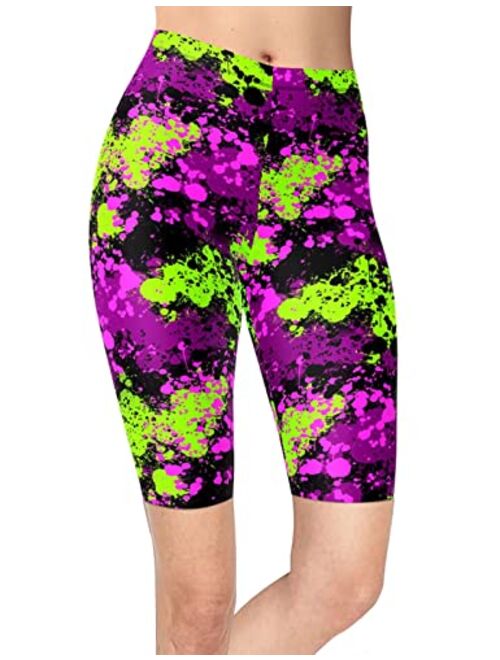 sissycos Women's Artistic Splash Printed Biker Shorts Buttery Soft Workout Leggings