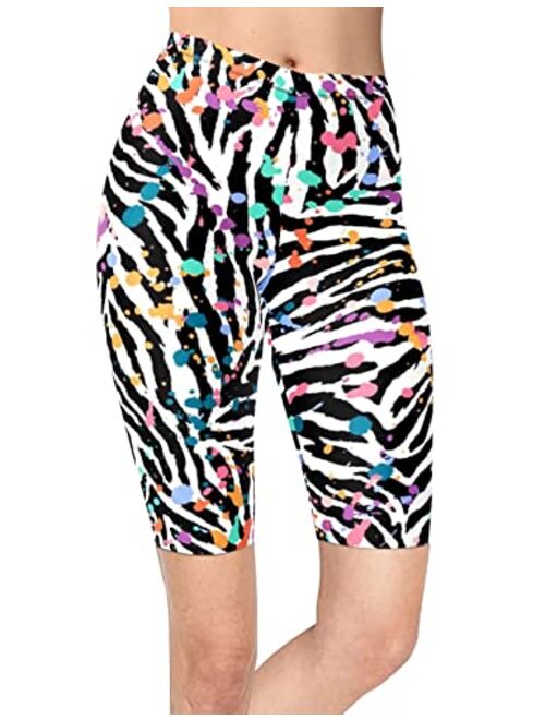 sissycos Women's Artistic Splash Printed Biker Shorts Buttery Soft Workout Leggings