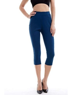 Jvini Women's High Waist Pull-On Skinny Super Stretchy Capris & Jegging Pants