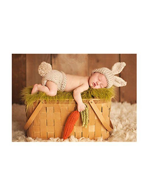 Coberllus Newborn Baby Photography Prop Boy Girl Photo Shoot Outfits Crochet Knit Cute Christmas Bunny Hat Photo Props Easter Costume, Multicolor, 0-3 months