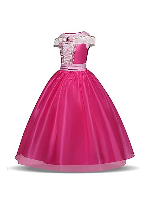 GJDAMFD Little Girls Elegant Pink Princess Dress up Outfit Halloween Birthday Party Costume