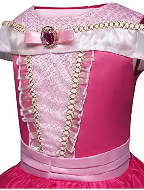 GJDAMFD Little Girls Elegant Pink Princess Dress up Outfit Halloween Birthday Party Costume