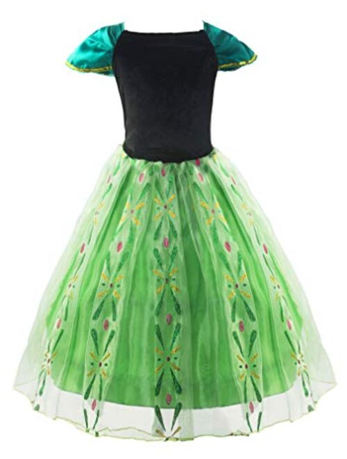 Padete Little Girls Green Snow Princess Party Dress up