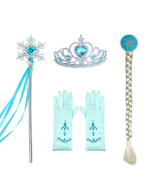 Party Chili Princess Costumes Birthday Party Dress Up for Little Girls with Wig,Crown,Mace,Gloves Accessories Age