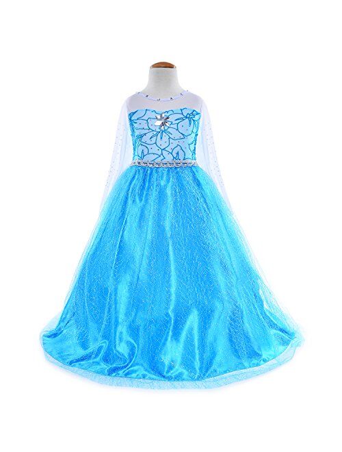 Party Chili Princess Costumes Birthday Party Dress Up for Little Girls with Wig,Crown,Mace,Gloves Accessories Age